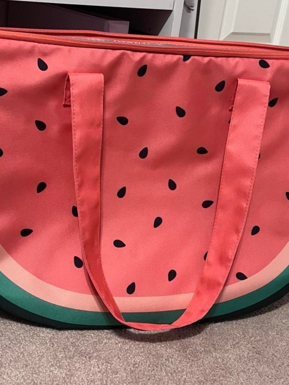 Watermelon Print Tote Bag - Coral Pink & Green